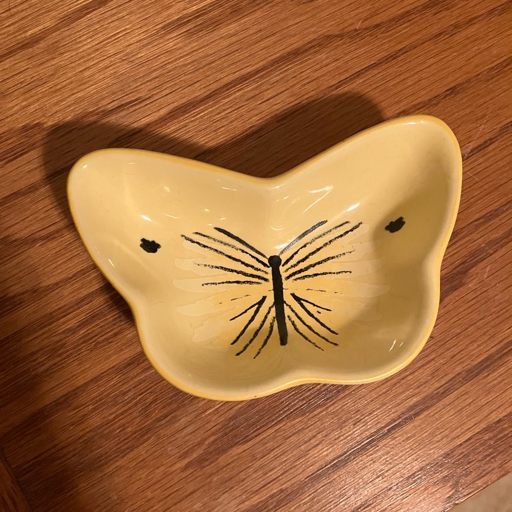 Yellow Butterfly Shaped Dish Trinket Tray